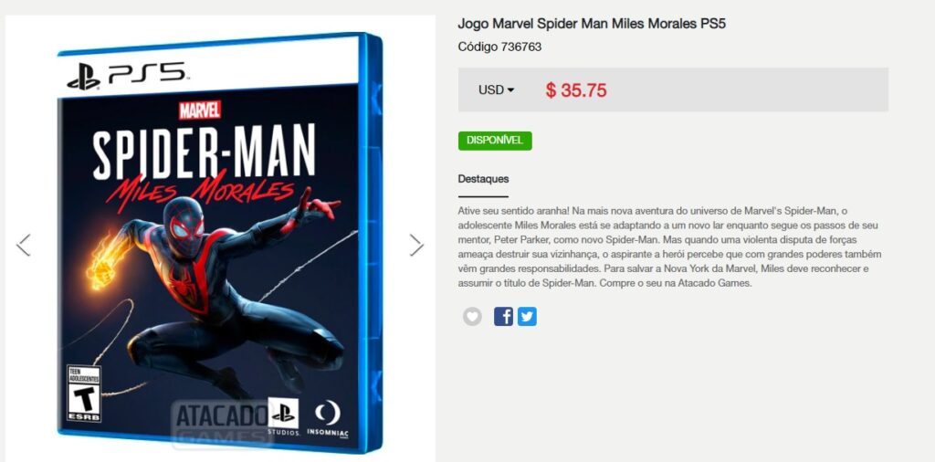 Jogo Marvel Spider Man Miles Morales PS5 no Paraguai - Atacado